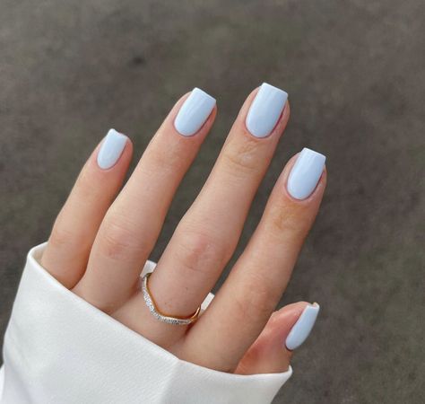 Nail Ideas Simple Blue, Gel Nails Neutral, Blue Nails Simple, Blue Nails Gel, Gel X Nail Ideas, Nail Designs Chic, Acrylic Nails Light Blue, Powder Blue Nails, Autumn Nail Ideas