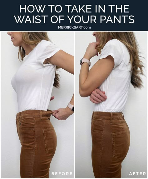 How To Take in the Waist of Jeans - Merrick's Art Everyday Outfits Winter, How To Make Jeans, Altering Jeans, Puffer Vest Outfit, Merricks Art, Winter Style Guide, Fall Style Guide, Chose Outfit, White Jeans Outfit