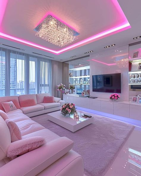 PINK 💕💫 Room Decor 🙂‍↔️ #explorepage✨ Pink House Interior, Preppy Zepeto, Ruang Tv, Bedroom Vibes, Girly Apartments, Girly Apartment Decor, Material Things, Bloxburg Ideas, Dream Apartment Decor