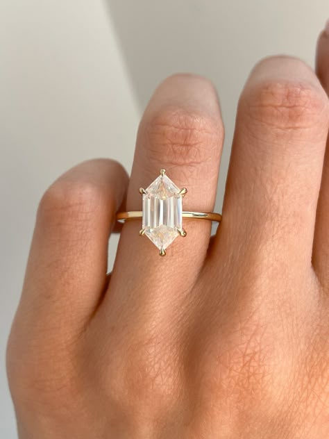 Delta - 6 Claw Elongated Hexagon with Hidden Halo | Cullen Jewellery Angular Engagement Ring, Elongated Hexagon Engagement Ring, Dutch Marquise, Ring For Girlfriend, Hexagon Engagement Ring, Deco Rings, Dainty Wedding Ring, Hidden Halo Engagement Ring, Ring Inspo