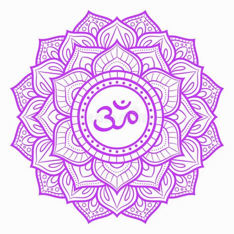 Sahasrara, crown chakra symbol. Colorful mandala. Vector illustration. Design stock illustration Chakra Symbols Art, Crown Chakra Symbol, Illustration Mandala, Chakra Painting, Art Chakra, Simple Tats, Mandala Symbols, Chakra Tattoo, Chakra Healing Meditation