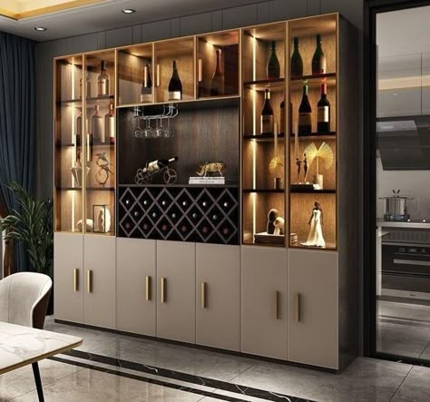 Modern Bar Cabinets For Home, Bar Unit In Living Room, Crockery Unit Design Dining Rooms, Dining Room Glam, Crockery Cabinet Design, Crockery Cabinet, Crockery Unit Design, Crockery Design, Home Bar Cabinet