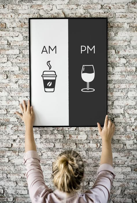 Poster Coffee, Wine Signs, Wine Decor, Coffee Wine, Kitchen Posters, Am Pm, Coffee Signs, Art Kitchen, Boho Home