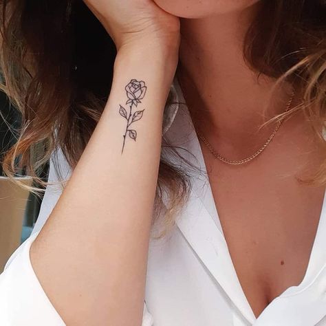 Top 51 Best Simple Rose Tattoo Ideas - [2021 Inspiration Guide] Best Rose Tattoo, Rose Tattoo On Side, A Rose Tattoo, Magic Tattoo Ideas, Simple Rose Tattoo, Cactus Tattoos, Tattoos Cross, Small Wave Tattoo, White Rose Tattoos