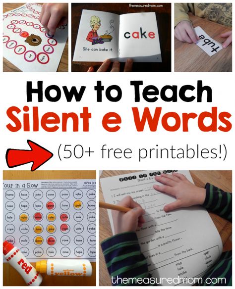 There's so much variety in these silent e worksheets! They're perfect for home or the clasroom! Silent E Words, Magic E Words, The Measured Mom, Measured Mom, Word Sort, Silent E, Phonics Books, Cvce Words, Magic E