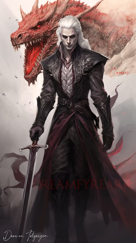 Daemon Targaryen Fan Art, Dragon Fantasy Art, Daeron Targaryen, The Traitors, Fantasy Story Ideas, Dragon Artwork Fantasy, Targaryen Art, Arte 8 Bits, Daemon Targaryen