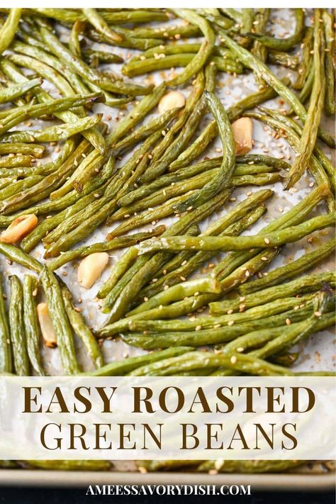 Oven Roasted Green Beans Fresh, Green Bean Recipes Oven, Baked Green Bean Recipes, Roasted Fresh Green Beans, Oven Green Beans, Fresh Green Bean Recipes, Oven Roasted Green Beans, Italian Green Beans, Cooking Fresh Green Beans