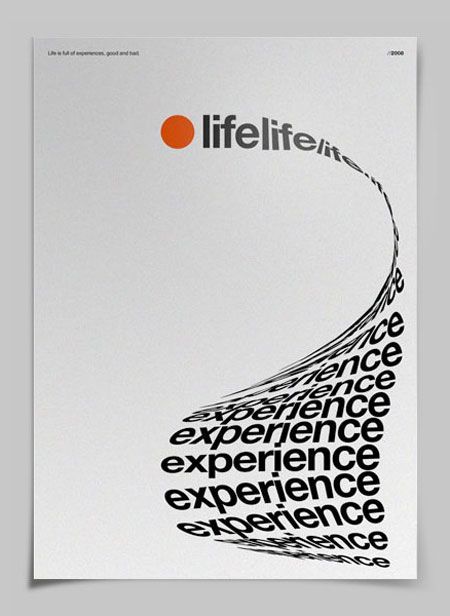 Life-Experience poster - Text taking shape to form the object it describes. in this case, a "long list" of life experience. Lyrics Typography Poster, Publication Inspiration, Plakat Design Inspiration, Poster Grafico, Illustration Design Graphique, Inspiration Typographie, Poster Text, Minimal Vintage, Fragrance Packaging