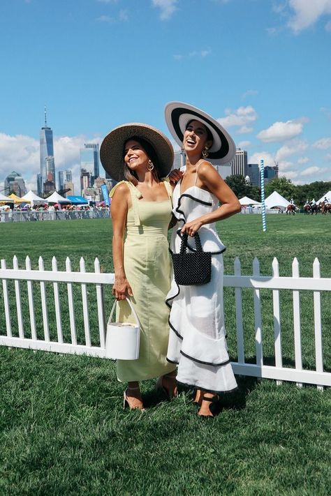 Polo Day Outfits For Women, Summer Race Day Outfits, Derby Race Outfits, Outfits For Polo Event, Ascot Ladies Day Outfit, Women’s Derby Outfits, Ascot Races Outfits, Derby Fashion Women, Polo Game Outfits For Women