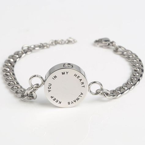 This Cremation Jewelry Bracelet  for loved ones is very nice design.  The round pendant has wording: Always Keep You In My Heart. Shinning polishing round tag, engrave able back. Provides perfect quality and look to satisfy even the pickiest jewelry fans. If you are looking for a cost effective,fashionable,great quality,and memorable bracelet,look no further. If you need Cremation Jewelry Necklaces, Cremation Bracelet, Urn Bracelet, Marcasite Jewelry, Sunflower Jewelry, Silver Ring Designs, Ashes Jewelry, Discount Jewelry, Cremation Jewelry