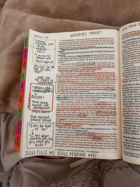 John 6 Bible Journaling, John Bible Journaling, The Book Of John Bible Study Notes, Book Of John Bible Journaling, Acts 4 Bible Journaling, Book Of Acts Bible Journaling, Book Of John Bible Study Art Journaling, Nlt Journaling Bible, Prayer Journal Prompts