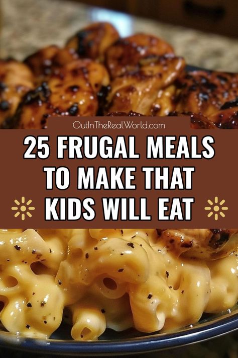 25 Kid-Friendly Dinners - Yummy frugal meals! Lots of cheap easy dinners for inexpensive struggle meals that make a lot - or for two - that even picky eaters will love - best cheap dinners for a family on a budget for last minute 10 dollar meals to make in 20 minutes Dump Crockpot, Crockpot Kielbasa, Last Minute Meals, Crockpot Dump Recipes, Cheesy Pasta Bake, Frugal Meal Planning, Chicken Bacon Ranch Pasta, Sweet And Spicy Chicken, Crispy Chicken Tenders