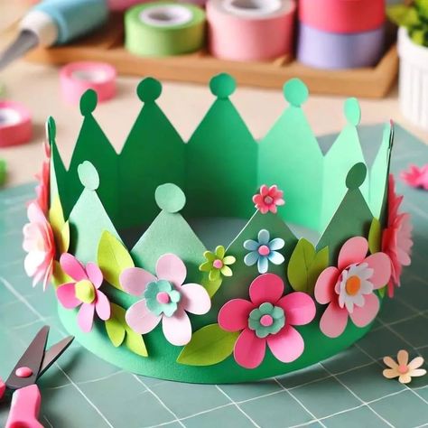 Crown Ideas For Kids, Spring Hat Ideas, Crown Crafts For Kids, Tiara Craft, Spring Festival Ideas, Spring Crown, Diy Birthday Crown, Crown Paper, Creative Hats