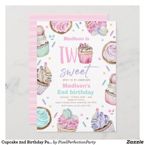 Candy Invitations, 6th Birthday Girls, Sweet Birthday Party, Two Sweet Birthday, Sweet One Birthday, 2nd Birthday Party For Girl, Cupcake Birthday Party, Candy Birthday, Candy Birthday Party