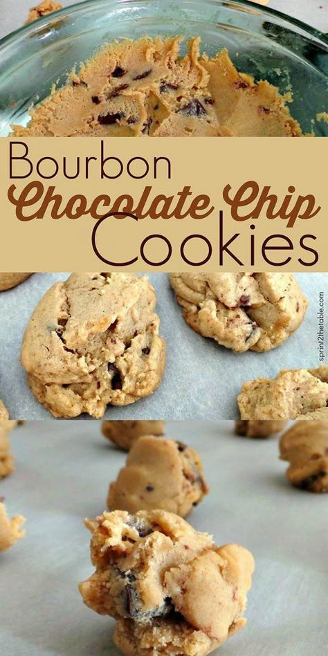 Bourbon Cookies Recipe, Bourbon Cookies, Boozy Recipes, Boozy Baking, Bourbon Chocolate, Bourbon Recipes, Chocolate Bourbon, Boozy Desserts, Chocolate Chip Cookies Recipe