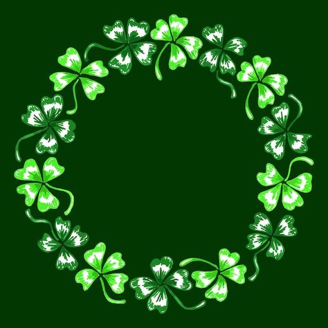 Doodle green clover shamrock circle wrea... | Premium Vector #Freepik #vector #background Wreath Vector, Circle Wreath, Vector Line Art, Vector Doodle, Green Clover, Vector Line, Circle Frame, Watch Wallpaper, Clover Green