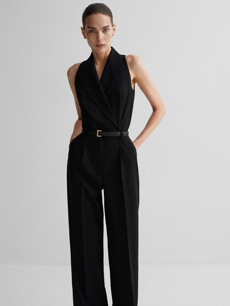 Formal Black Jumpsuit, Work Jumpsuit, Elegant Girls, Fancy Suit, Collar Jumpsuit, Formal Jumpsuit, Sophisticated Outfits, Jumpsuit Elegant, Stylish Clothes