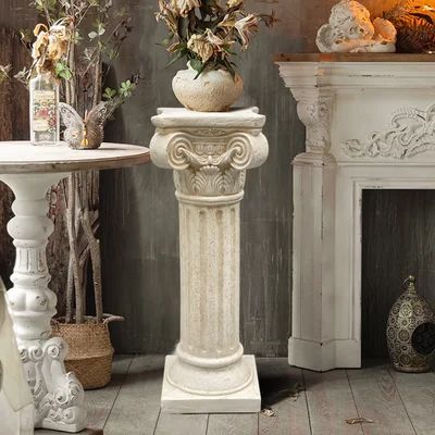 Roman Pillars Decor, Column Plant Stand, Tall Plant Indoor, Vase On Pedestal, Old World European Decor, Pedestal For Sculpture, Column Makeover, Pillar Decoration Ideas, Pedestal Decor Ideas