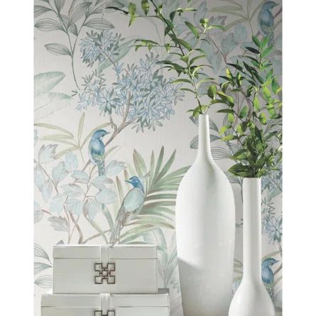 York Wallcoverings Handpainted Songbird Peel & Stick Floral Wallpaper | Perigold Blue Peel And Stick Wallpaper, Watercolor Botanicals, Wallpaper And Paint, Product Knowledge, Bedroom Updates, York Wallpaper, York Wallcoverings, Summer Gifts, Peel Stick Wallpaper