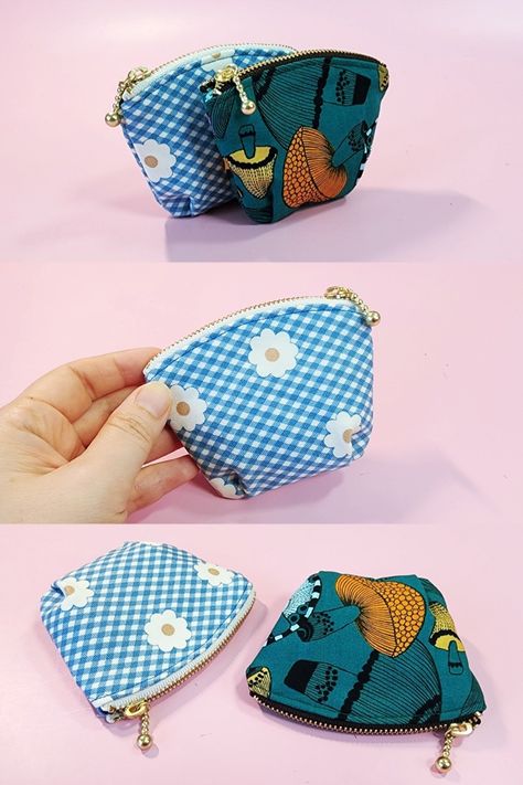 Sewing gift idea!! How to make a mini coin purse with simple folds / free pattern Diy Coin Purse Pattern, Coin Purse Sewing, Mini Coin Pouch, Diy Coin Purse, Diy Pouch, Pants Tutorial, Coin Purse Pattern, Coin Purse Tutorial, Purse Sewing Patterns