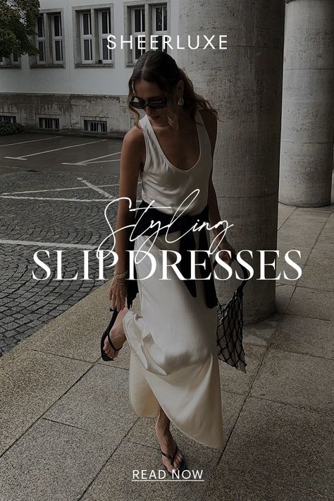 The Round-Up: Slip Dresses Slip Dress With Cardigan Outfit, Long Slip Dress Outfit, Slip Dress Outfit Casual, Slip Dress With Cardigan, White Slip Dress Outfit, Slip Dress Outfit Fall, Dress With Cardigan Outfit, Slip Dress Street Style, Slip Dress Outfit