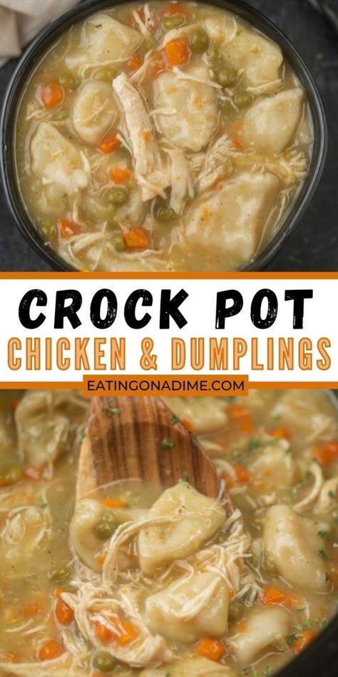 Crock Pot Chicken Dumplings, Easy Crockpot Chicken And Dumplings, Chicken And Dumplings With Biscuits, Dumplings With Biscuits, Crock Pot Chicken And Dumplings, Best Chicken And Dumplings, Recipe Healthy Dinner, Chicken Dumpling Soup, Chicken Dumpling