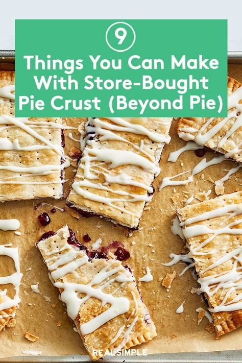 9 Things You Can Make With Store-Bought Pie Crust (Besides Pie) | Have a ready-made pie crust in your fridge or freezer? You have the makings of a lot of tasty options—and not just dessert. Follow these pie crust recipes from pie crust cookies, tasty crackers, to easy samosas. #realsimple #holidayrecipes #holidayideas #holidayfoods #howtocook #recipehack Pie Crust Mix Recipes, Ready To Use Pie Crust Recipes, Recipes To Use Up Pie Crust, Pillsbury Pie Crust Recipe, Freezable Pie Crust, Cookies Using Pie Crust, Things To Make With Premade Pie Crust, Boxed Pie Crust Recipes, Meals Made With Pie Crust