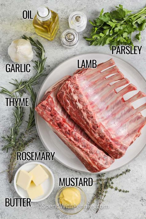 Crown Of Lamb Recipes, Lamp Rack Recipe, Rack Of Lamb Meal Ideas, Rack Of Lamb Recipes Oven Mustard, Sauce For Rack Of Lamb, Oven Roasted Rack Of Lamb, Best Rack Of Lamb Recipes, Frenched Lamb Rack Recipes, Rack Of Lamb Recipes Oven Easy