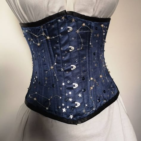 Constellation Corset, 22 Inch Waist, Fest Outfits, Corset Bustier, Steampunk Clothing, Underbust Corset, Zodiac Constellations, 12 Zodiac, Waist Training