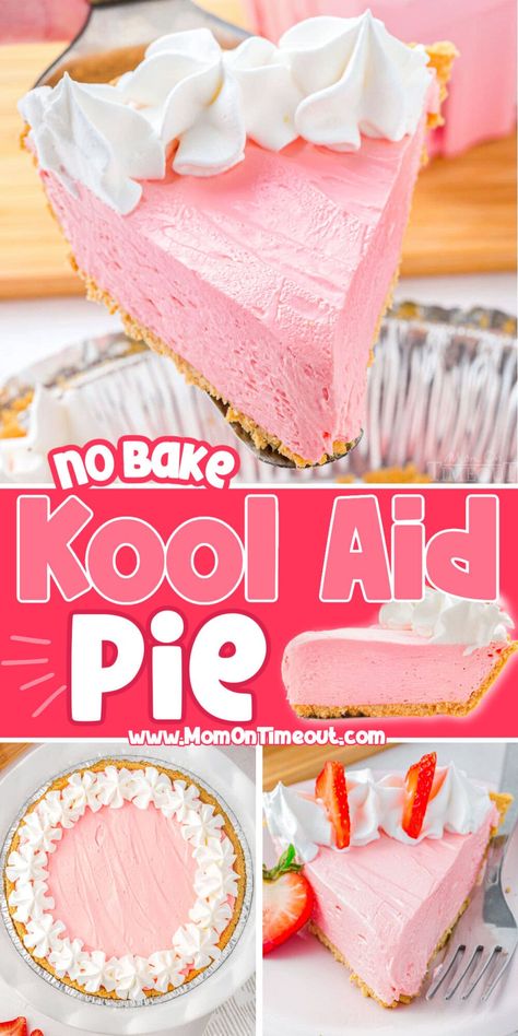 Kool Aid Pie Recipes, Koolaid Pie Recipes Condensed Milk, Cool Aide Pie, Cool Aid Pie, Kool Aid Pie Condensed Milk, Easy Summer Pies Recipes, Momontimeout Recipe, Kool Aid Recipes, Jello Pie Recipes