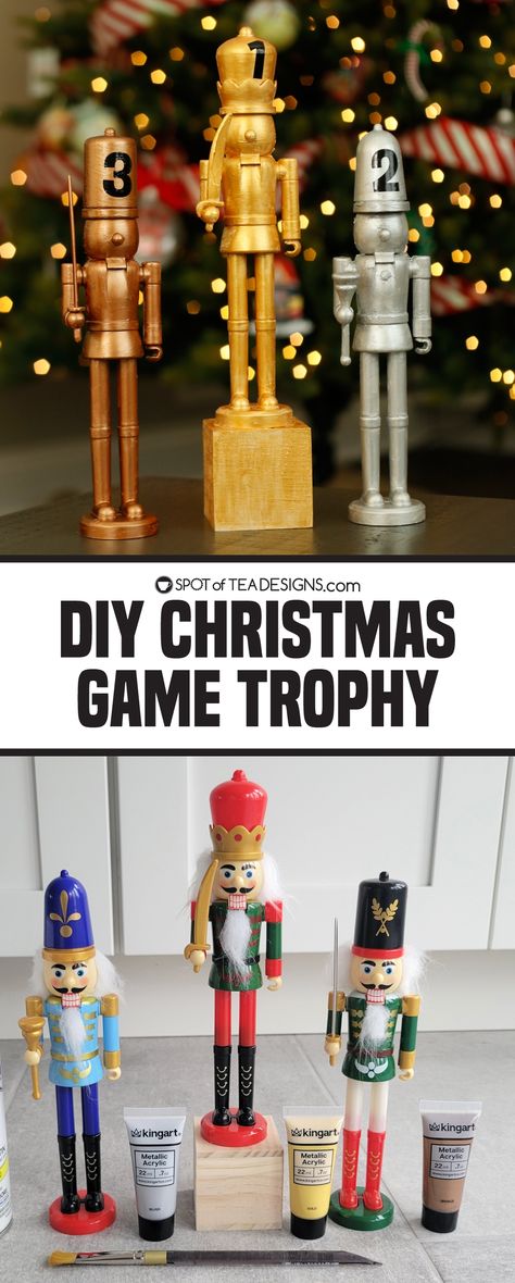 Family Game Night Trophy, Diy Christmas Trophy Ideas, Christmas Trophy Diy, Christmas Awards Ideas, Diy Trophies Ideas, Cub Scout Christmas Party, Ugly Sweater Trophy Diy, Christmas Trophy Ideas, Christmas Olympics Party Ideas