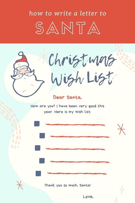 Cute printable for your child to write a letter to Santa with a handy list of all of the options for mailing your letter to the North Pole. Free Santa Letter Template, Secret Santa Templates, Letter Template For Kids, Christmas List Template, Santa Wish List, Letters Printable, Dear Santa Letter, Santa Template, Santa Letter Printable