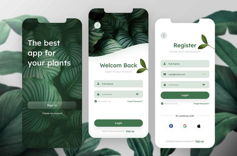 Plant App Icon, การออกแบบ Ui Ux, Login Ui, Login Page Design, Mobile Login, Ux Design Mobile, Login Design, Plant App, Ux Kits