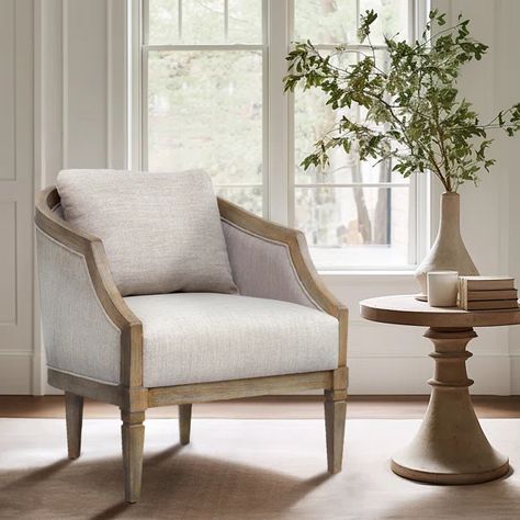 Whitney Accent Chair Traditional Arm Chair, Transitional Accent Chair, Tufted Chairs Living Room, Small Seating Area In Living Room, Entryway Chair Ideas, 4 Chair Sitting Room Ideas, Accent Chairs For Living Room Ideas, Farmhouse Glam Decor, Foyer Chair