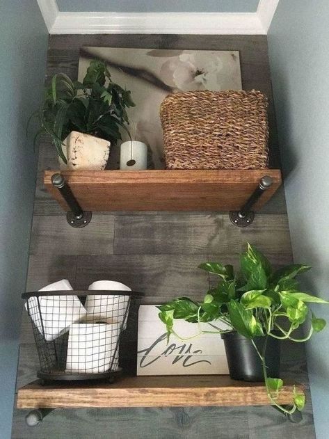 Water Closet Shelving, How To Decorate A Water Closet, Decorate Water Closet, Toilet Closet Ideas, Tiny Closet Makeover, Water Closet Makeover, Water Closet Ideas, Water Closet Decor, Closet Makeover Ideas