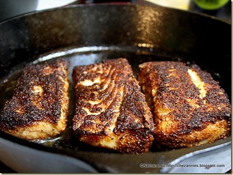 Old Bay Blackened Halibut | House of Annie Blackened Halibut, Blackened Cod, Refried Black Beans, Salmon Spices, Halibut Recipes, Blackened Salmon, Iron Skillet Recipes, Cast Iron Skillet Recipes, Iron Recipes