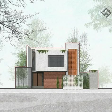 House Concept, Architecture Drawing Plan, Interior Architecture Drawing, Facade Architecture Design, Architecture Concept Diagram, Architectural Rendering, Architecture Design Drawing, Modern House Facades, Modern Exterior House Designs