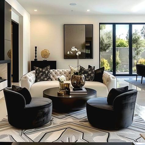 Black Coffee Table Decor Ideas, Modern Glamour Living Room, Modern Sitting Room Ideas, Formal Sitting Room Ideas, Dark Feminine Style, Small Sitting Rooms, The Dark Feminine, Glam Living Room Decor, Contemporary Decor Living Room