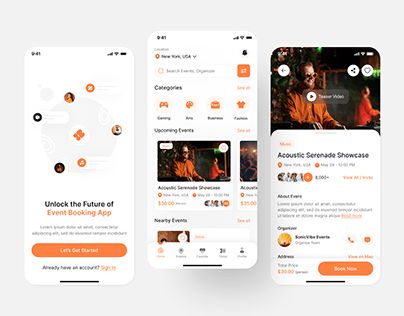 Event Booking App, Ui Design App, Event App, App Design Layout, Uiux Design, E Ticket, Mobile Ui Patterns, Create Account, Booking App