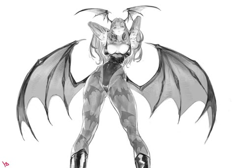 Vampire Drawings, Morrigan Aensland, Demon Wings, Wings Drawing, Character Design Girl, Wings Art, Demon Girl, Demon Art, Wings Design