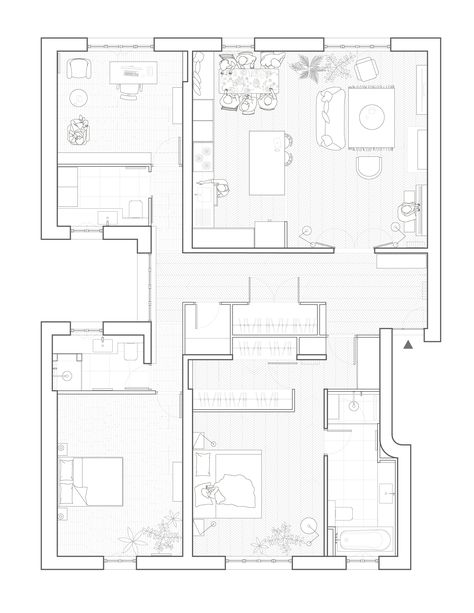 Plan Drawing Architecture, Apartment Architecture Plans, Apartment Plans Architecture, Plan Architecture Drawing, Architecture House Drawing, Architecture Drawing Plan, Plans Architecture, Architectural Floor Plans, Apartment Architecture