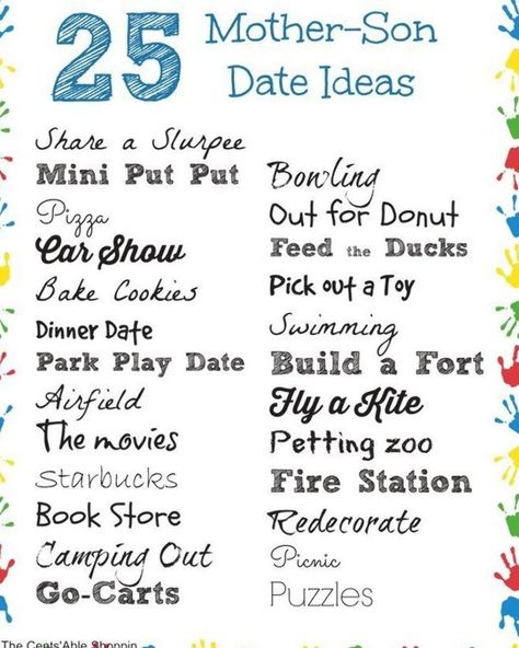 Mom And Son Dates Ideas, Mother And Son Activities Date Ideas, Date With Son, Mom Son Dates, Mother Son Day Ideas, Mother And Son Date Ideas, Mother Son Activities School, Mom And Son Bonding Ideas, Mother Son Bonding Ideas