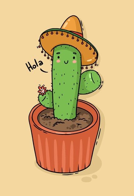 Cactus Cartoon Cute, Cute Mexican Drawings, Cactus Digital Art, Cactus Character Design, Cactus Drawing Cute, Cactus Plants Drawing, Cute Cactus Painting, Cartoon Cactus Drawing, Cute Cactus Drawing