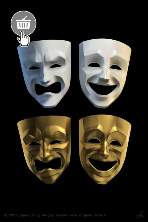 A couple of theater grotesque masks, which are presented twice: white coloured and also golden coloured are both isolated on black background. The white pair is above and is the same as the golden one, which is placed below. Masks of the each pair are have emotional expressions, that are specific for the comedian and tragedian roles in the area of acting performance. One of the masks is laughing, but another is suffering. Chicano Flash Art, Blake Lively Pregnancy Style, Drama Faces, Acting Workshop, Theatrical Masks, Set Theatre, Theater Masks, Comedy Tragedy Masks, Joker Clown