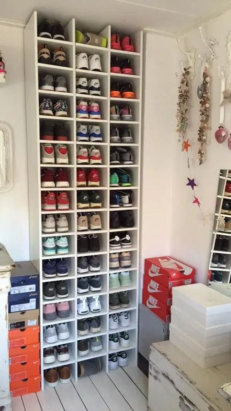 25+ Smartest Closet Shoe Storage Ideas That Save A Lot Of Space In Closet Shoe Storage, Closet Shoe Storage Ideas, Shoe Storage Small Closet, Garage Shoe Storage, Small Room Storage, Shoe Shelf In Closet, Cabinet Shoes, Shoe Rack For Small Spaces, Shoe Storage Small Space