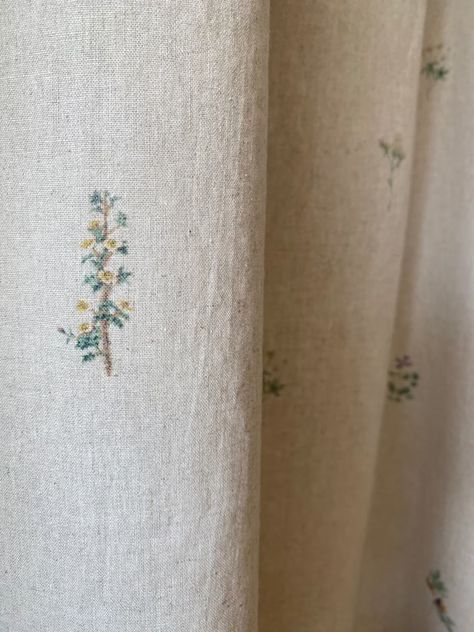 Set of 2 Minimalist Floral Linen Curtains French Country - Etsy Ireland Dining Room Cafe Curtains, Curtain For Pantry Door, English Country Curtains, Inset Curtains, Cottage Core Curtains, Curtains Cottagecore, Boho Shower Curtain Ideas, French Country Drapes, Living Room Decor Cottage