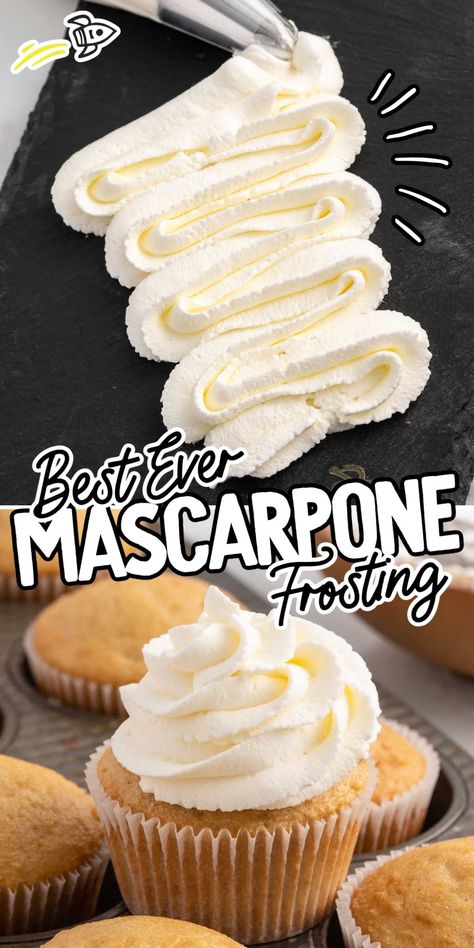 Mascarpone Frosting Vanilla Cake Cream Cheese Frosting, Marscapone Cream Cheese Frosting Recipe, What Is Mascarpone, Mascarpone Buttercream Frosting, Marscapone Filling Recipes, Mascarpone Cake Filling, Marscapone Buttercream, Mascarpone Recipes Dessert, Mascarpone Icing Recipe