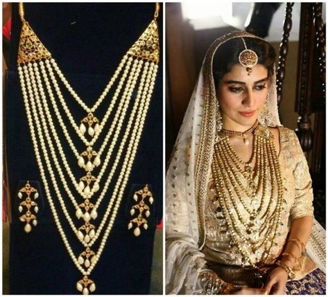 Hyderabadi Jewelry Pearl, Satlada Necklace, Hyderabadi Jewellery, Types Of Necklaces, Hyderabadi Jewelry, Antique Jewellery Designs, Pearl Necklace Designs, Bridal Accessories Jewelry, Pearl Jewelry Wedding