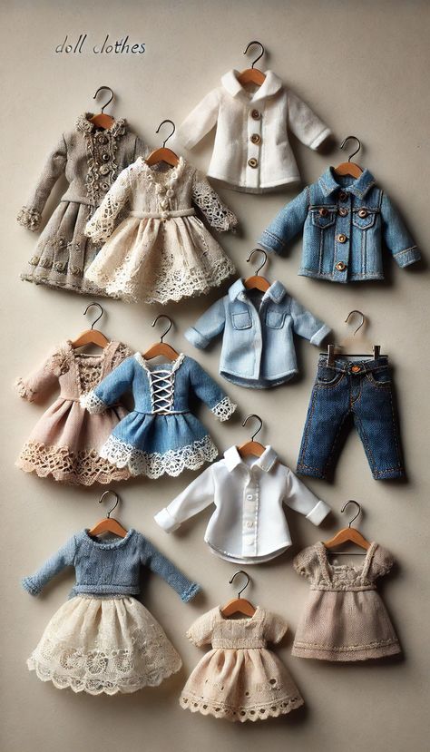 doll clothes Dolls Handmade Diy, Doll Patterns Free, Barbie Wardrobe, Barbie Doll Clothing Patterns, Diy Barbie Clothes, Doll Clothes Patterns Free, Tiny Clothes, Sewing Doll Clothes, Doll Dress Patterns