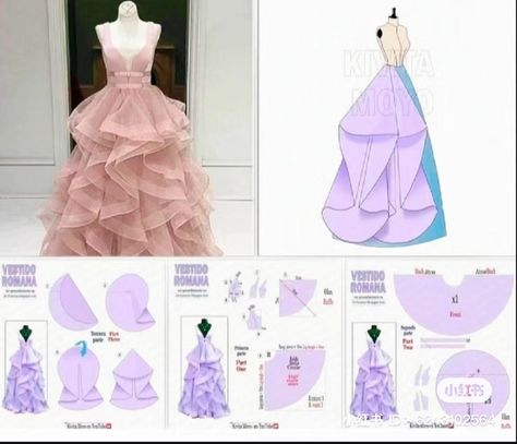 Gown Sewing Pattern, Projek Menjahit, Clothing Pattern Design, Dress Patterns Diy, Dress Sewing Tutorials, Fashion Design Patterns, Sewing Tutorials Clothes, Fashion Sewing Tutorials, Gown Pattern